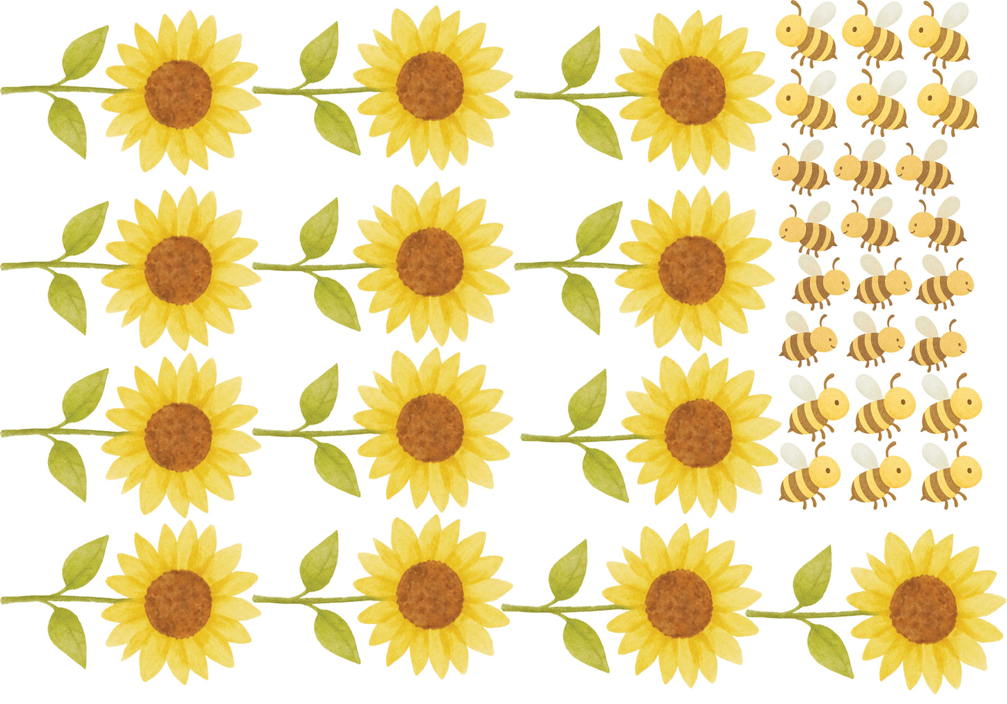 Busy Bees & Sunflowers - Fabric Stickers - Pattern