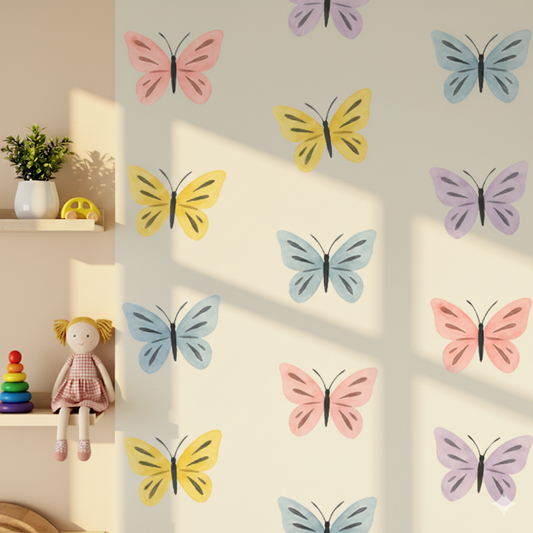 Watercolour Butterflies - Fabric Stickers - Pattern