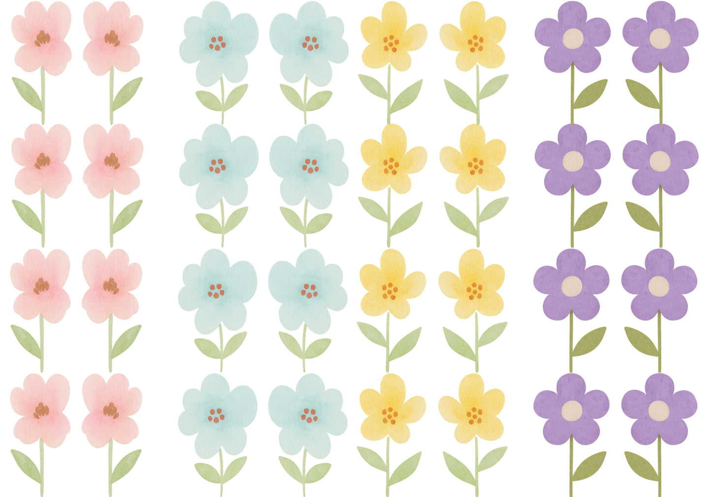Watercolor Meadow - Fabric Stickers - Pattern