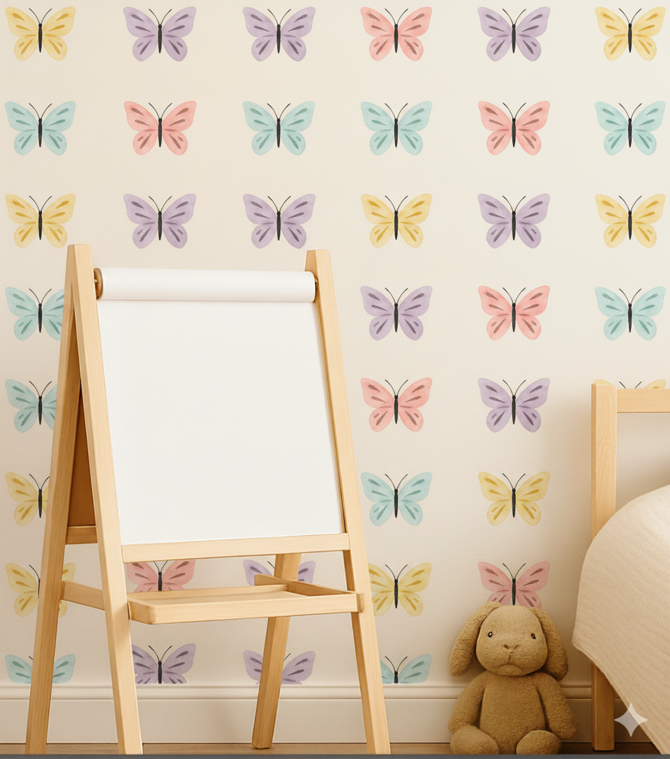 Watercolour Butterflies - Fabric Stickers - Pattern